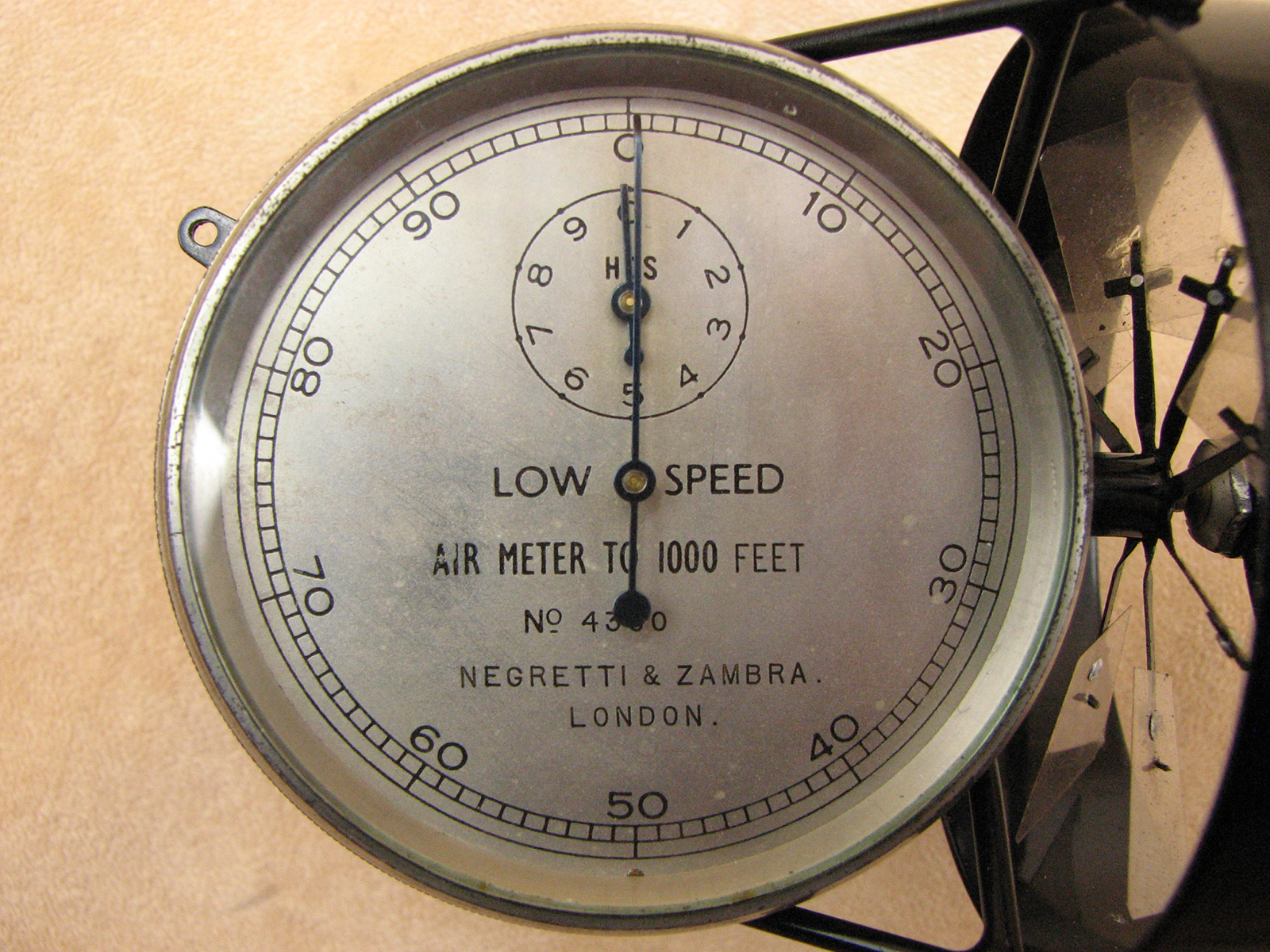 Negretti & Zambra, London airmeter in mahogany case